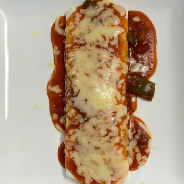 J. One Burrito, Beef or Chicken Combo.