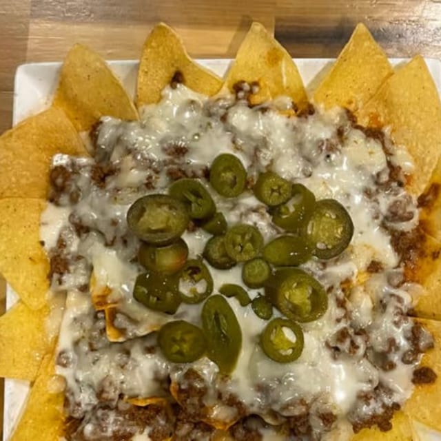 38. Nachos with beef or chicken.